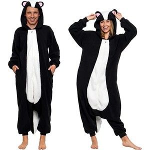 Silver Lilly FUNZIEZ Skunk Costume Adult L Large One Piece Cosplay Pjs Unisex